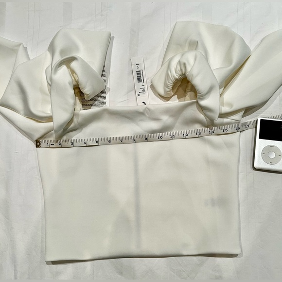 NWT ALICE + OLIVIA Genny cropped gathered stretch-knit top Sz US 8 - Picture 10 of 11